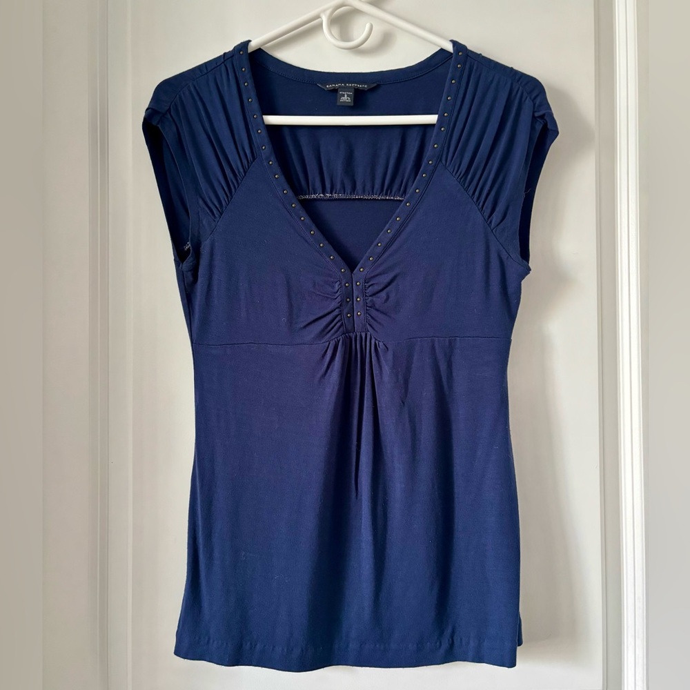 Banana Republic Navy Cap Sleeve Top